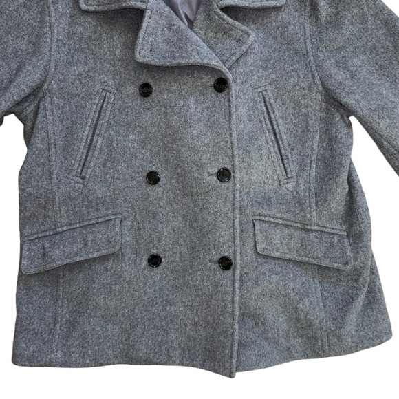 J. Crew Wool Cashmere Blend Gray Pea Coat Women’s L Classic Preppy Coastal Luxe - Picture 10 of 16